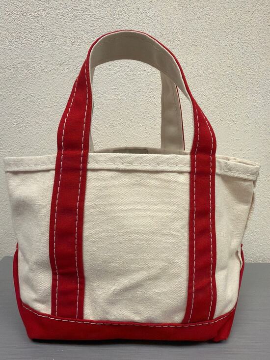 LL Bean Handbags - LL Bean Mini Boat And Tote Bag Canvas With Red